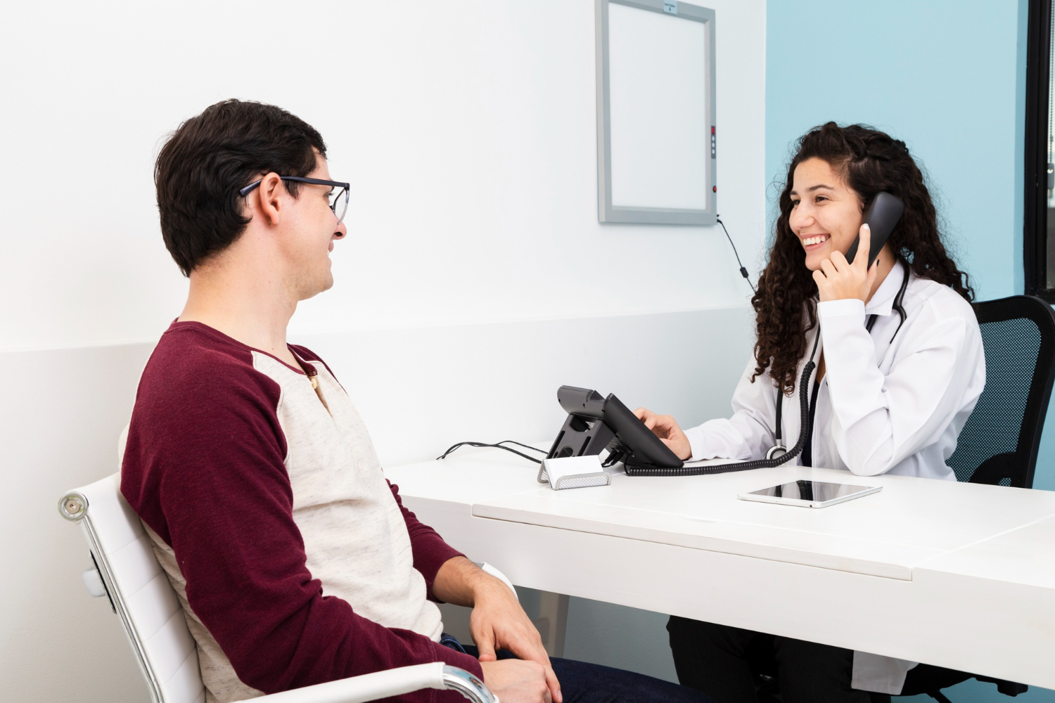 Family talking with Dr. regarding abuse treatment